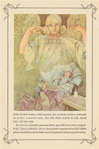 ALPHONSE MUCHA (1860-1939).  SLAVIA STAROSTLIVYM MATKAM. Motherhood pamphlet. 1934. 9½x6½ inches, 24½x16½ cm. Unie, Prague.